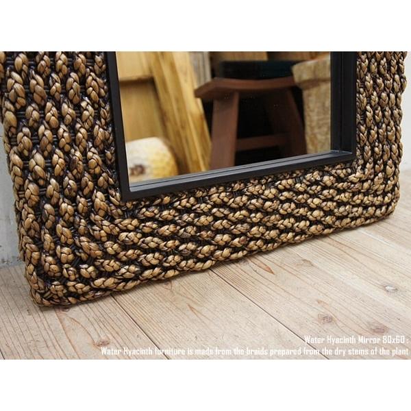 ウォーターヒヤシンスミラー 80×60cm 鏡 壁掛け ナチュラル