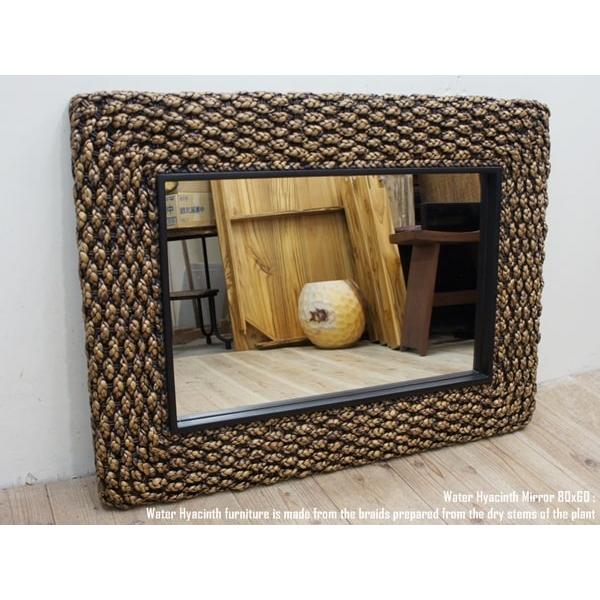 バリ風家具 ウォーターヒヤシンス 壁掛け鏡 ミラー アジアン家具