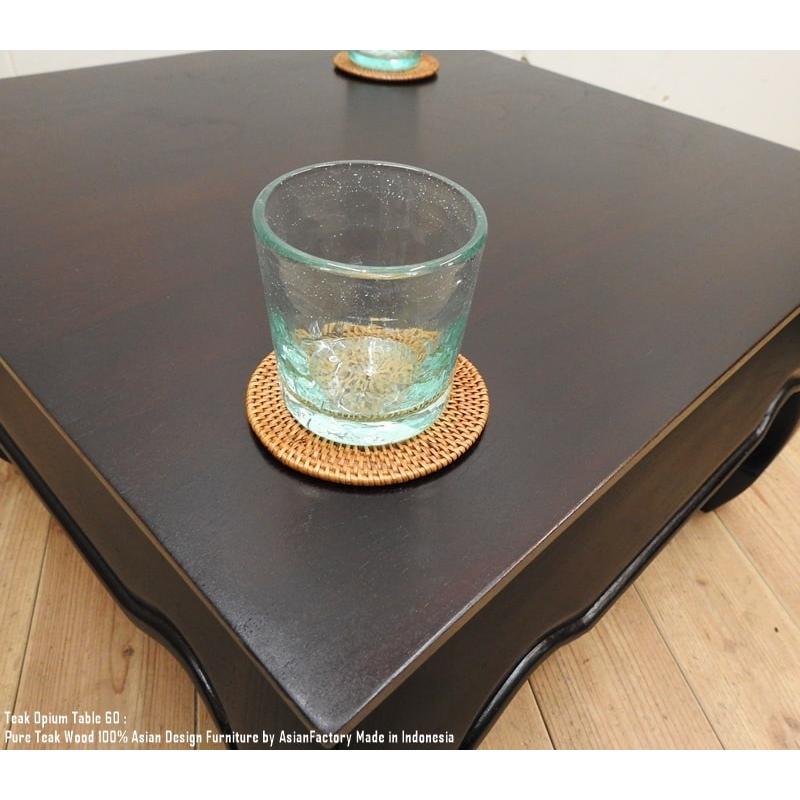 テーブル ローテーブル オピウムテーブル60cm DB チーク材 無垢材 ちゃぶ台 バリ家具 アジアン家具 木製 センターテーブル｜q-style｜03