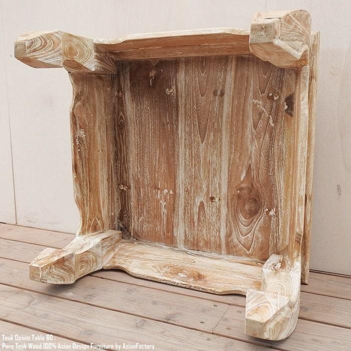 チーク無垢材 オピウムテーブル 60cm×60cm WW ホワイト チーク無垢材 オピウムテーブル 60cm×60cm WW ホワイト