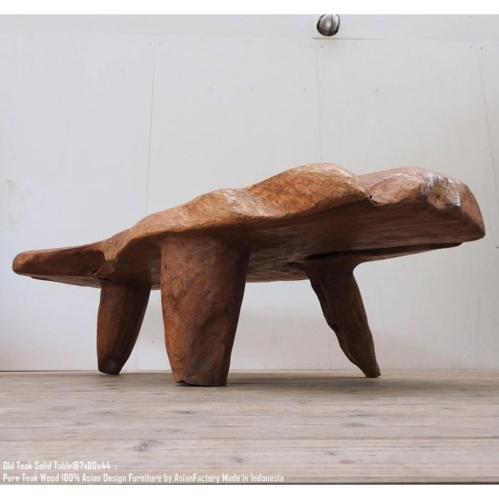 超貴重 オールドチーク テーブル 157cm×80cm×44cm 木製 一枚板