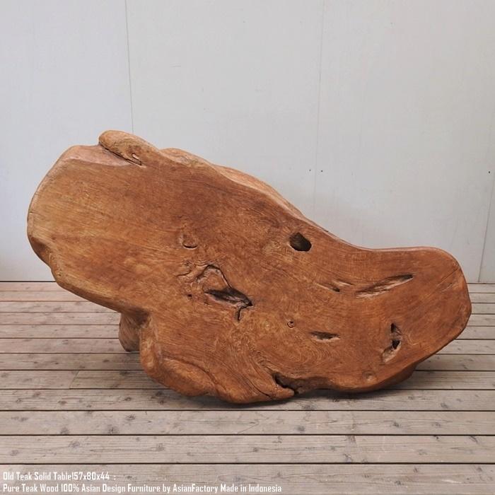 超貴重 オールドチーク テーブル 157cm×80cm×44cm 木製 一枚板