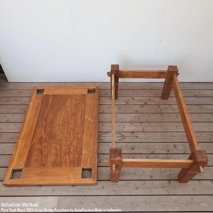 一点物 オールドチーク テーブル 幅120cm × 奥行79cm 高さ45cm 無垢材