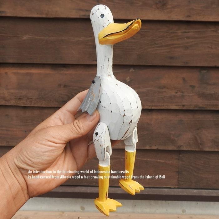 お座り アヒルさん 白 Sサイズ ウェルカム人形 家鴨 あひる 木製
