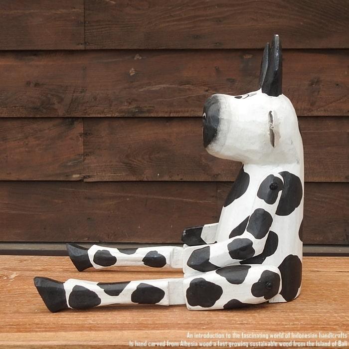 お座り うしさん Lサイズ ウェルカム人形 牛 うし 木製 天然木 木彫り