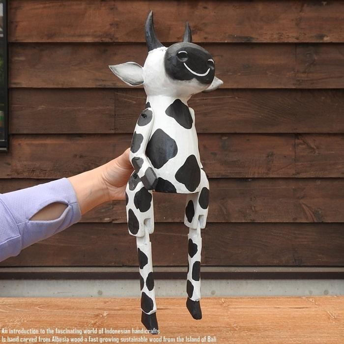 お座り うしさん Lサイズ ウェルカム人形 牛 うし 木製 天然木 木彫り