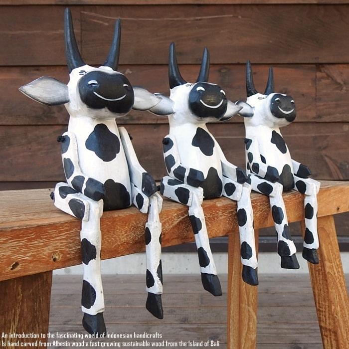 お座り うしさん Sサイズ ウェルカム人形 牛 うし 木製 木彫りの置物