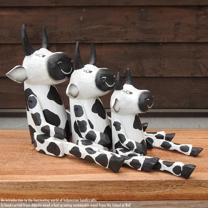 お座り うしさん Sサイズ ウェルカム人形 牛 うし 木製 木彫りの置物