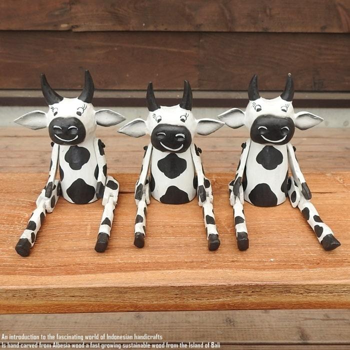 お座り うしさん Sサイズ ウェルカム人形 牛 うし 木製 木彫りの置物