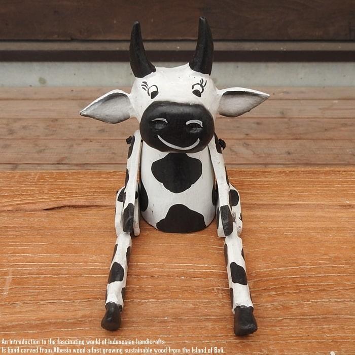 お座り うしさん Sサイズ ウェルカム人形 牛 うし 木製 木彫りの置物