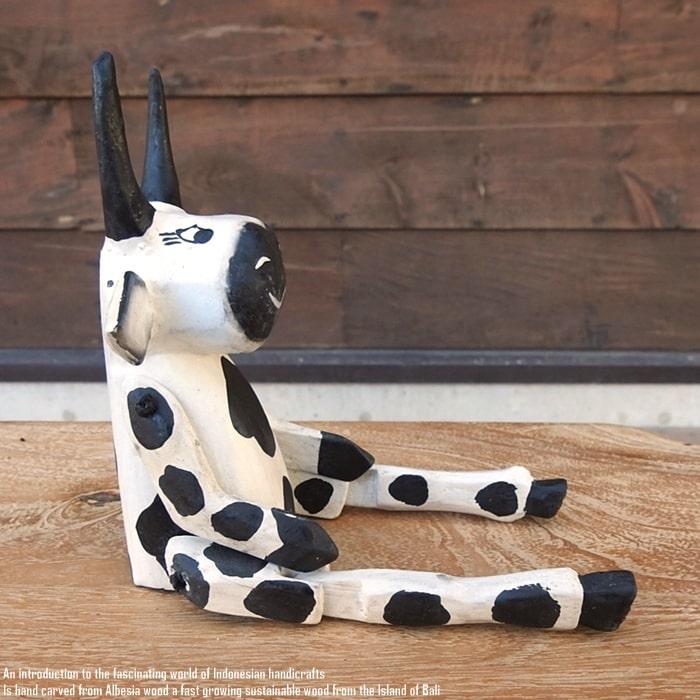 お座り うしさん Sサイズ ウェルカム人形 牛 うし 木製 木彫りの置物