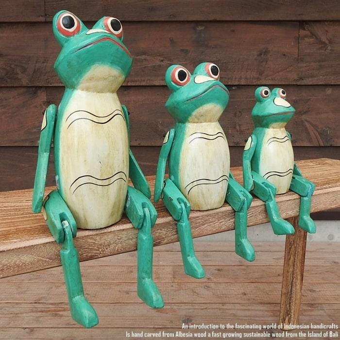 お座り カエルさん Lサイズ ウェルカム人形 蛙 かえる 木製