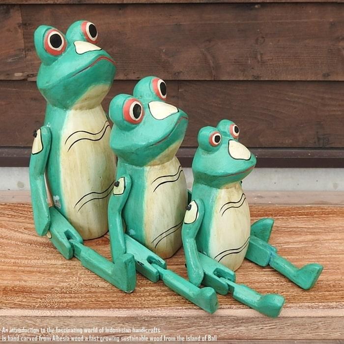 お座り カエルさん Lサイズ ウェルカム人形 蛙 かえる 木製