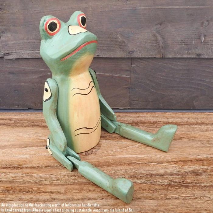 お座り カエルさん Mサイズ ウェルカム人形 蛙 かえる 木彫りの置物