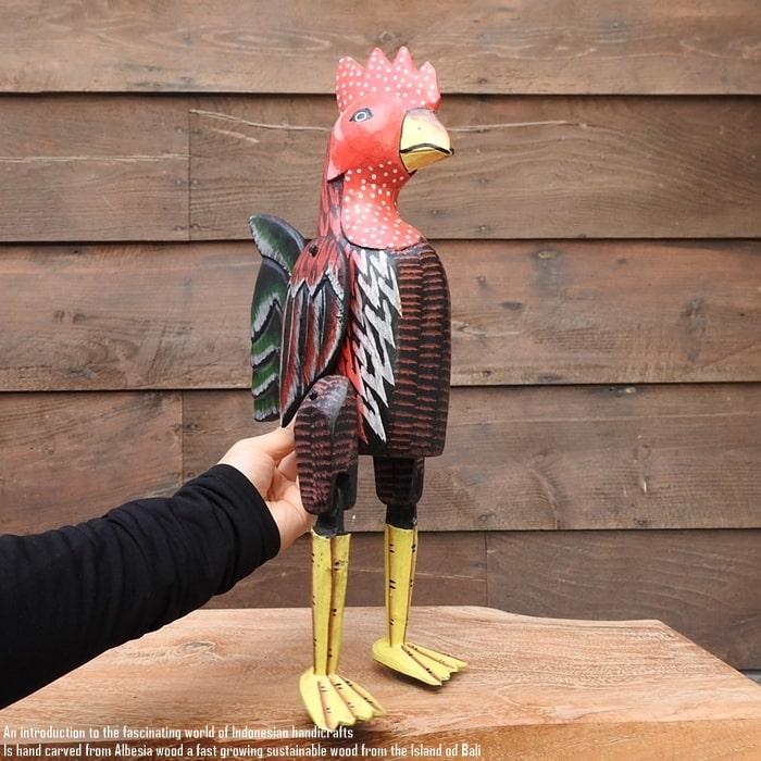 お座り ニワトリさん Lサイズ ウェルカム人形 鶏 にわとり 鳥 木製 