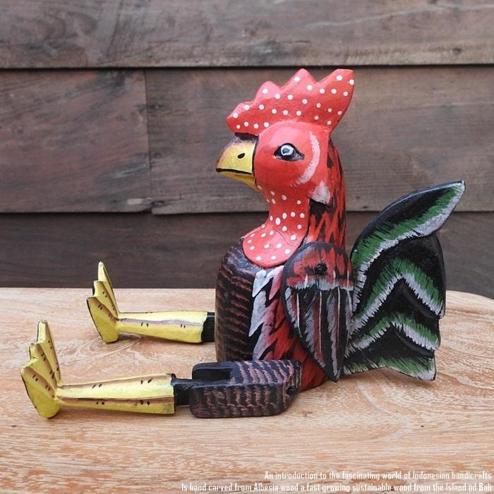 超レトロ　新品　木製　ニワトリ　置物　飾り物 ニワトリ 木彫り 木製小物 置物 鶏 にわとり 鳥 酉 アカシア無垢 木製