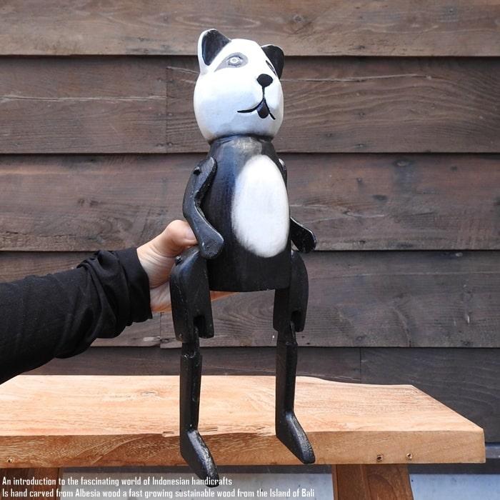 お座り パンダさん Mサイズ ウェルカム人形 木製 木彫りの置物
