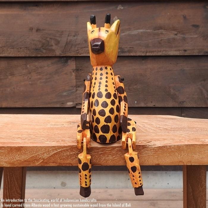 お座り きりんさん Mサイズ ウェルカム人形 木製 木彫りの置物 動物