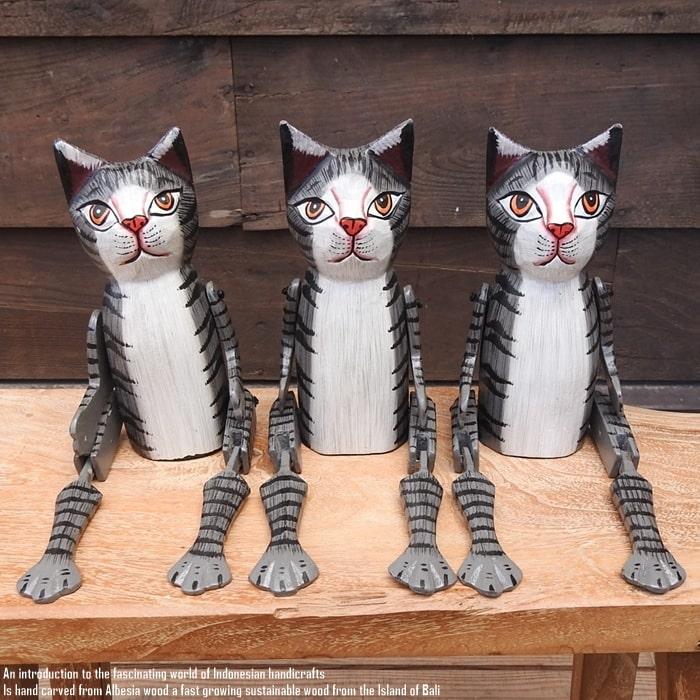 木彫りのネコ 置物 在銘 オブジェ / Wooden carved cat 楽天市場】[ポイント2倍]お座り ネコさん Mサイズ 手足が