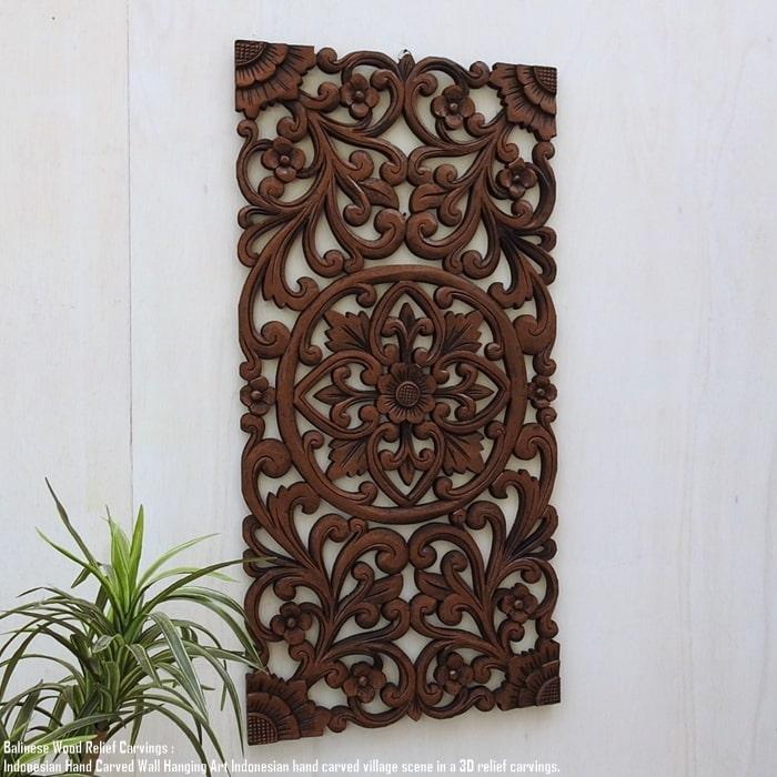 レリーフ 40cm×80cm C 長方形 B ブラウン アートパネル ウッドレリーフ