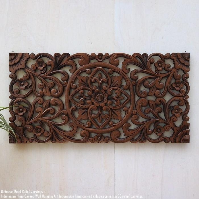 レリーフ 40cm×80cm C 長方形 B ブラウン アートパネル ウッドレリーフ