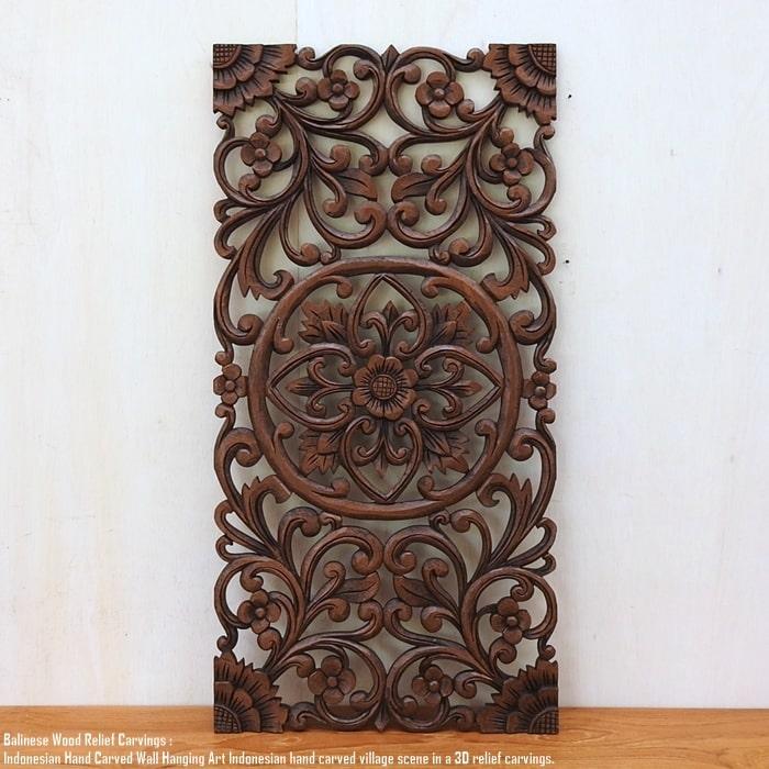 レリーフ 40cm×80cm C 長方形 B ブラウン アートパネル ウッドレリーフ