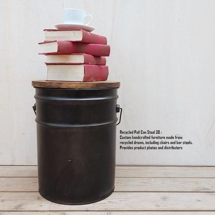 ペール缶スツール Black 黒 収納付き椅子 リメイク家具 オイル缶