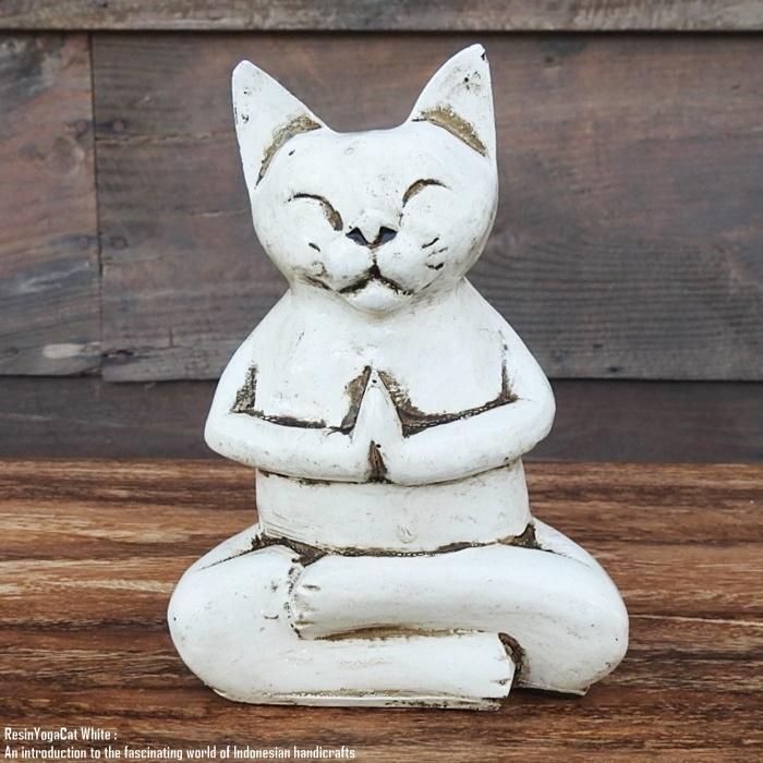 オブジェ ヨガネコさん 3 匹セット ホワイト 白猫 ネコ キャット 座禅