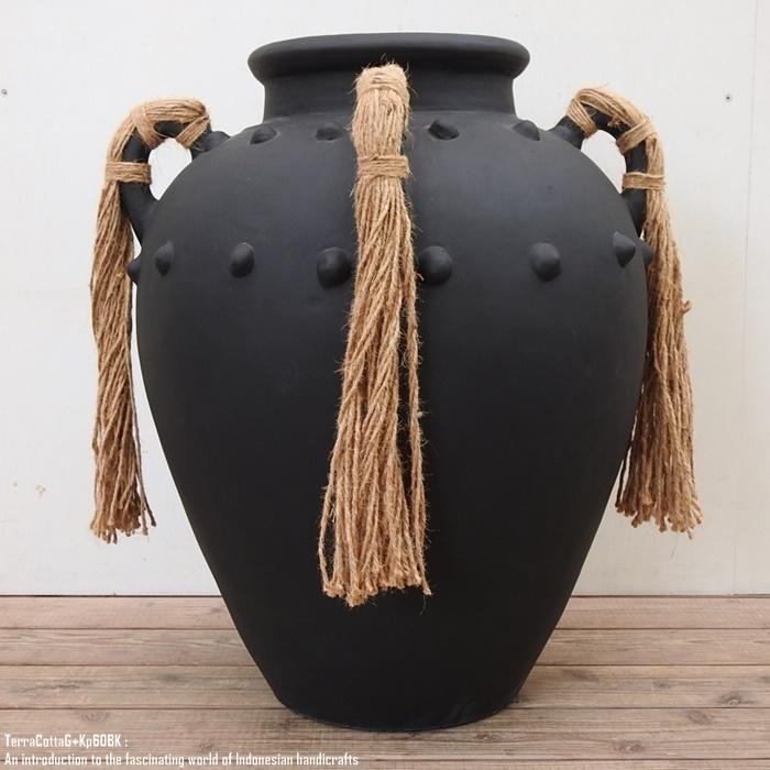 テラコッタ フラワーベース 60cm マットブラック トール 大型 アート
