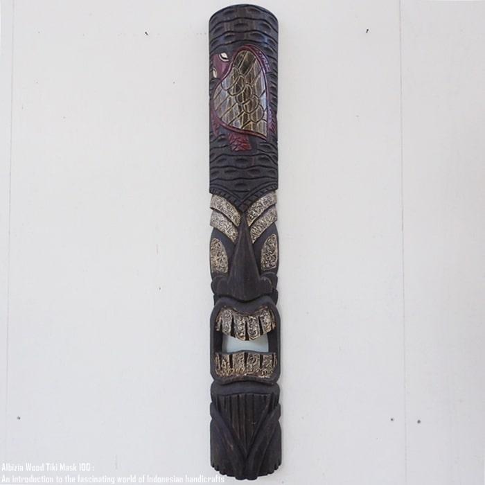 アンティークなティキ面100 A ティキマスク 木彫り お面 壁掛け