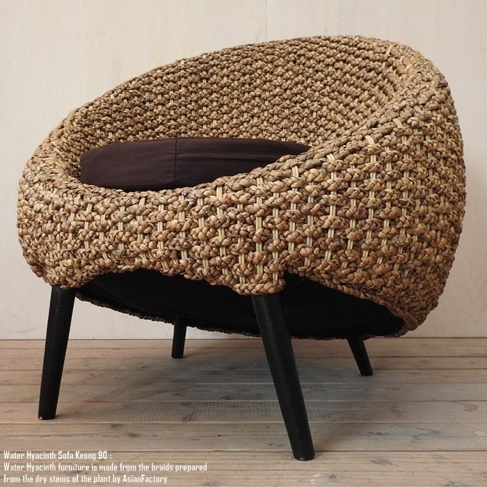 ウォーターヒヤシンス ソファ K90 一人掛け シングルソファ アジアン