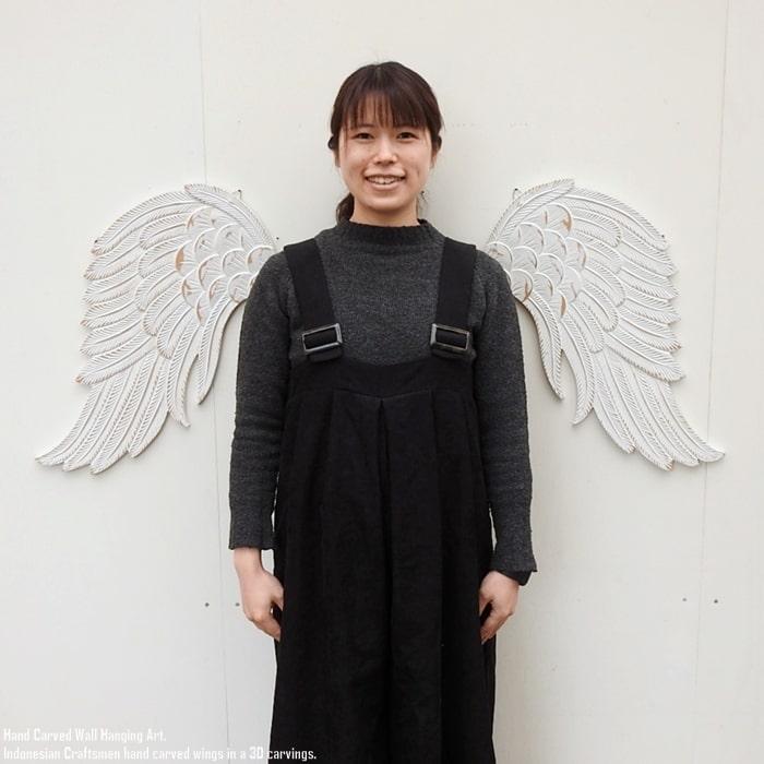 羽 オブジェ レリーフ ホワイト 白 天使 翼 壁掛け ウォールアート