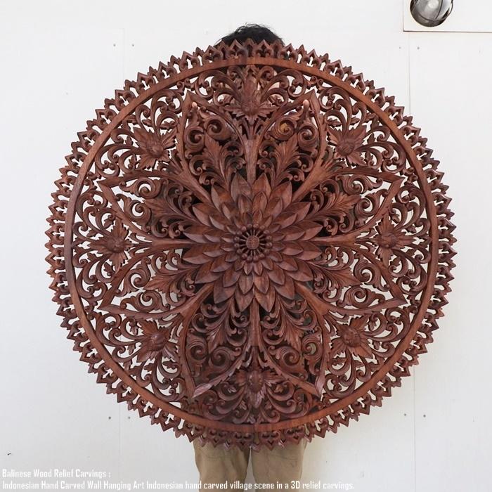 天然木の木彫りレリーフ 100cm ラウンドモデル ウッドレリーフ 丸 円形 ウォールデコ アートパネル 芸術品 木彫り_9