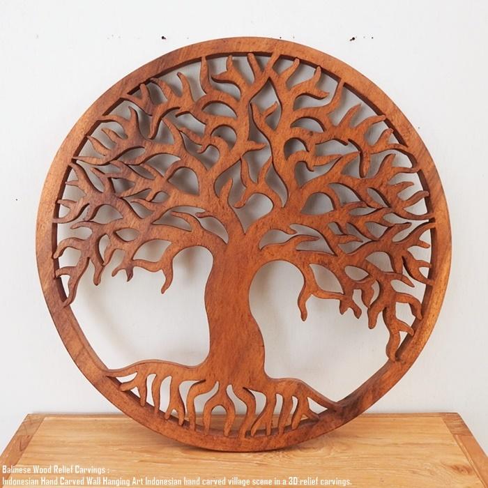 天然木のレリーフ 生命の樹 50cm ウッドレリーフ 丸 円形 ラウンド