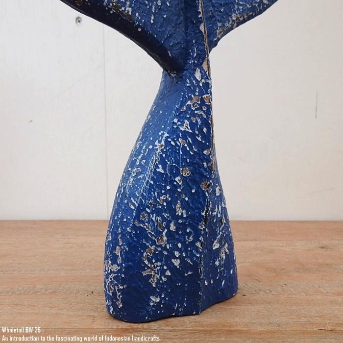 木製オブジェ ホエールテール 25cm クジラの尻尾 ブルーウォッシュ