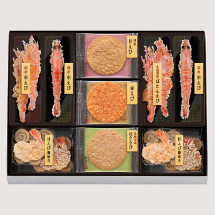 銘菓４点！桂新堂、えびせんべい、ユーハイム、バウム、一番館、焼菓子、クッキー 桂新堂 【送料無料】えびせんべい お歳暮 (4カップと13袋入) お中元