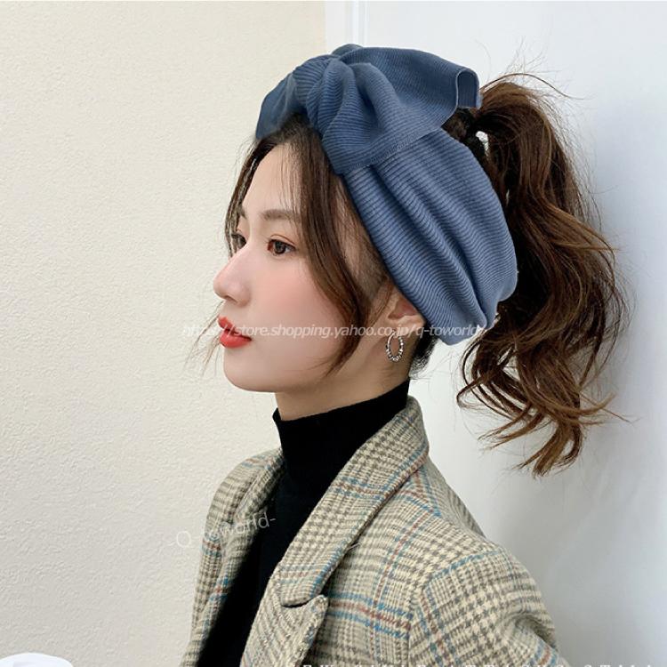 ビッグリボン ヘアターバン でかリボン ヘアバンド リブ 韓国