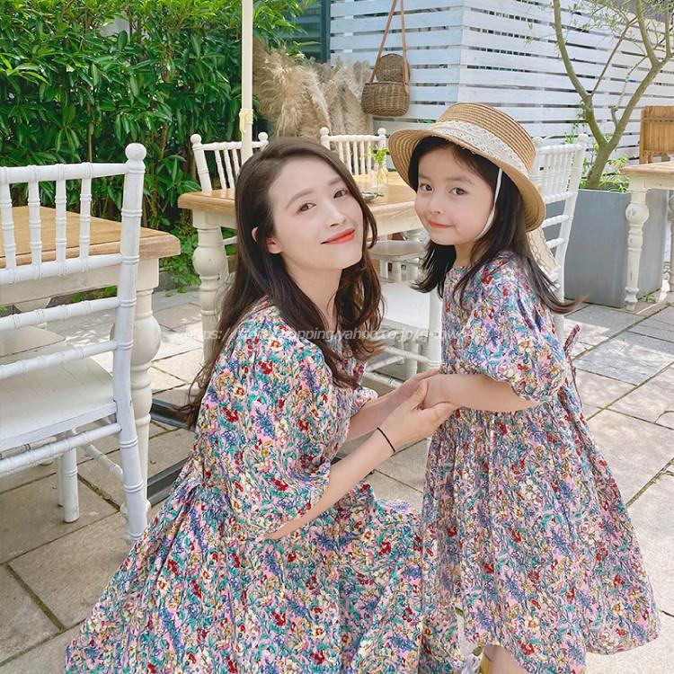 90cm 130cm ワンピース 花柄 ママサイズ有 全2色 韓国版 韓国子供服 子供服 女の子 キッズ リンクコーデ 親子コーデ Oh14q To Oh14q To Q Toworld 通販 Yahoo ショッピング