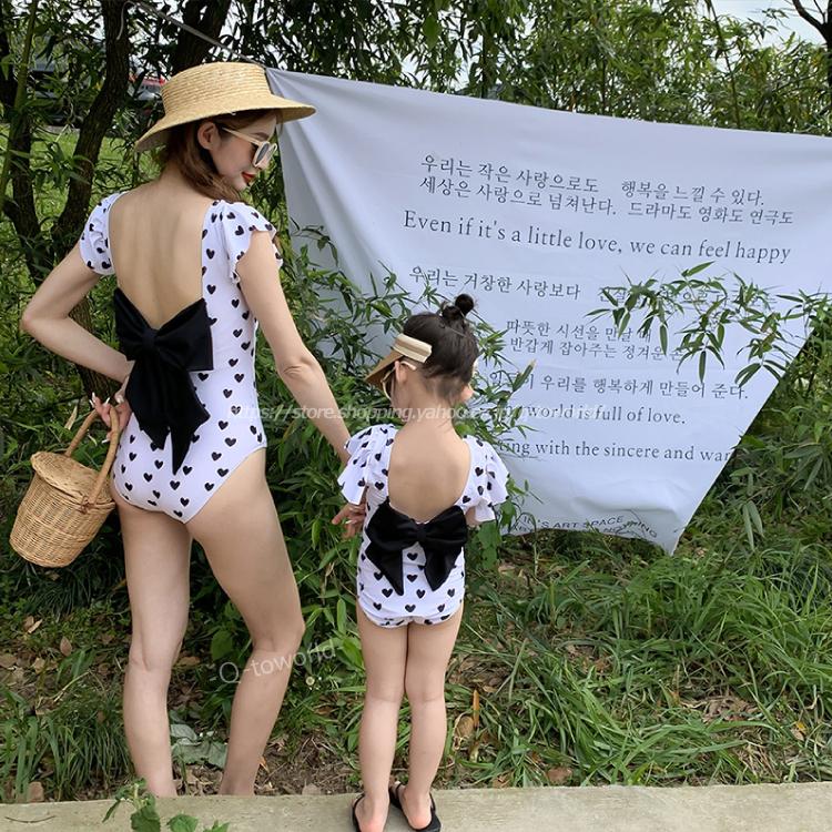 90cm 140cm 水着 子供 ハート柄 リボン リンクコーデ ママサイズ有 親子コーデ 女の子 韓国子供服 子供服 キッズ Oh68q To Oh68q To Q Toworld 通販 Yahoo ショッピング
