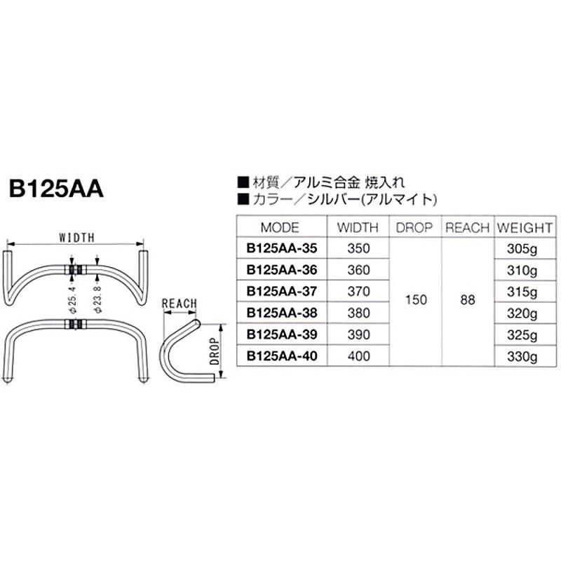 ニットー B125 AA ハンドルバー クランプ径：25.4mm NITTO送料無料｜qbei｜02