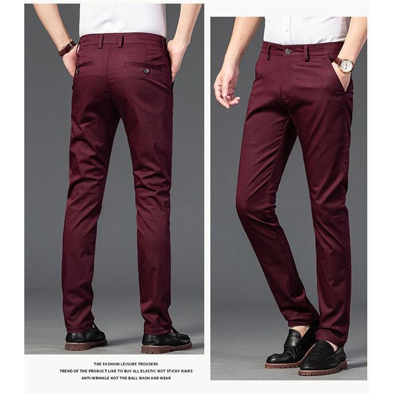 裾上げ済 スラックス メンズ ビジネスパンツ クールビズ ストレッチ