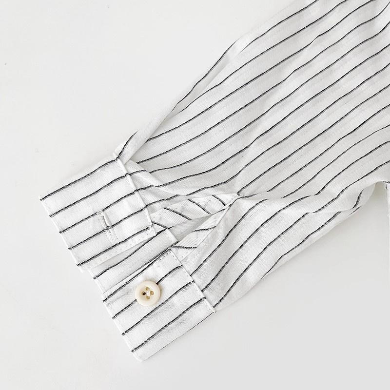 シャツ ブラウス カジュアルシャツ ベビー キッズ 子供 男の子 白 長袖 立襟 ストライプ柄 73 80 90 出産祝い 七五三 写真撮影 保育園 幼稚園 通園 ブランド | ブランド登録なし | 12