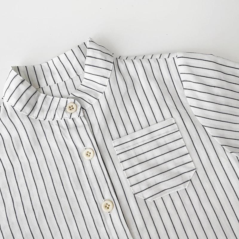 シャツ ブラウス カジュアルシャツ ベビー キッズ 子供 男の子 白 長袖 立襟 ストライプ柄 73 80 90 出産祝い 七五三 写真撮影 保育園 幼稚園 通園 ブランド | ブランド登録なし | 09