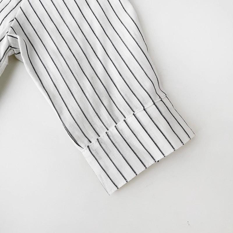 シャツ ブラウス カジュアルシャツ ベビー キッズ 子供 男の子 白 長袖 立襟 ストライプ柄 73 80 90 出産祝い 七五三 写真撮影 保育園 幼稚園 通園 ブランド | ブランド登録なし | 10