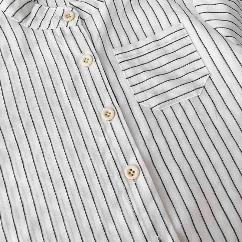 シャツ ブラウス カジュアルシャツ ベビー キッズ 子供 男の子 白 長袖 立襟 ストライプ柄 73 80 90 出産祝い 七五三 写真撮影 保育園 幼稚園 通園 ブランド | ブランド登録なし | 11