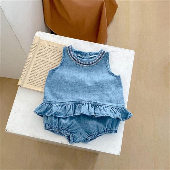 デニム セットアップ ロンパース ベビー服 キッズ服 上下セット 男の子