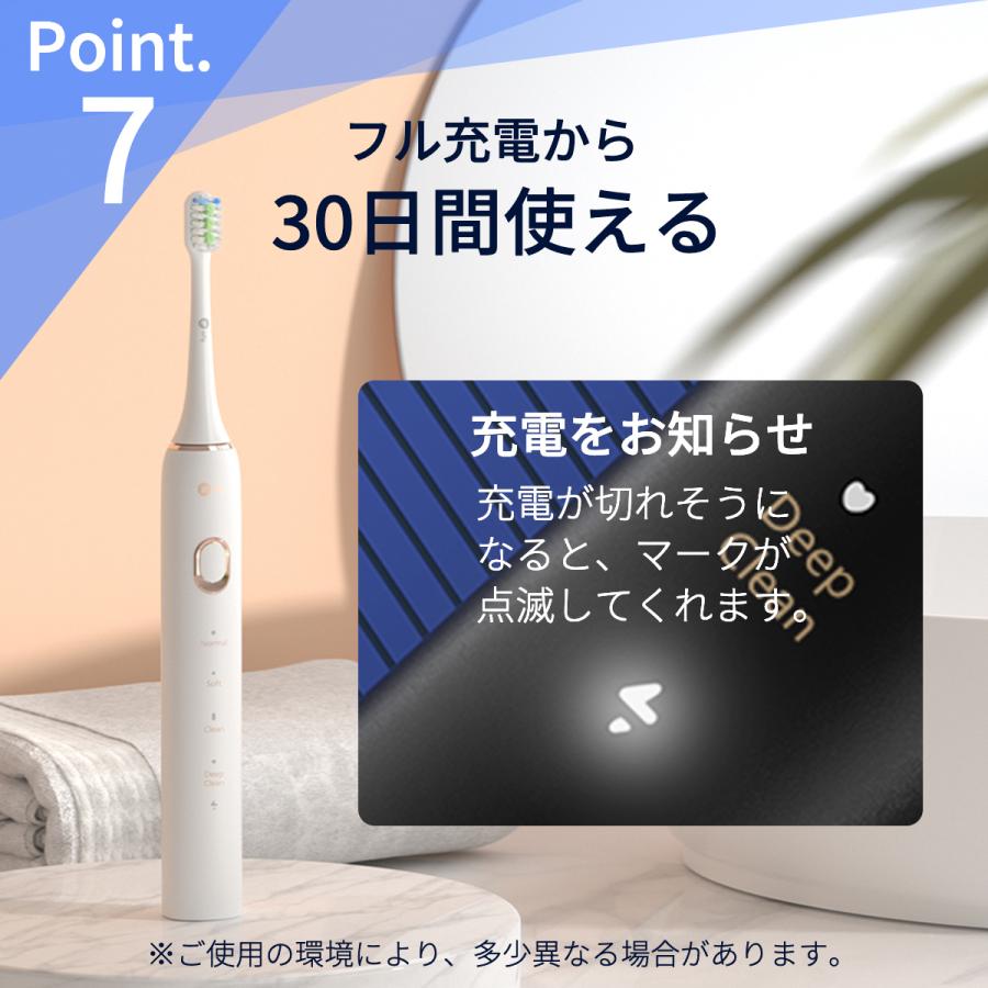 電動歯ブラシ infly PT02 本体 替えブラシ 9本 セット 子供 ソニック 音波振動 歯間 充電式 歯磨き 防水｜qcy｜17