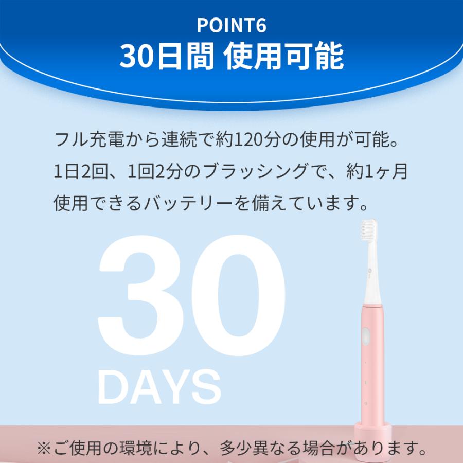 電動歯ブラシ 本体 音波振動 子供 静音 ソニック 水流洗浄 USB Typc-C スタンド 充電式 虫歯予防 歯垢除去 プレゼント 旅行 持ち運び infly P60｜qcy｜18