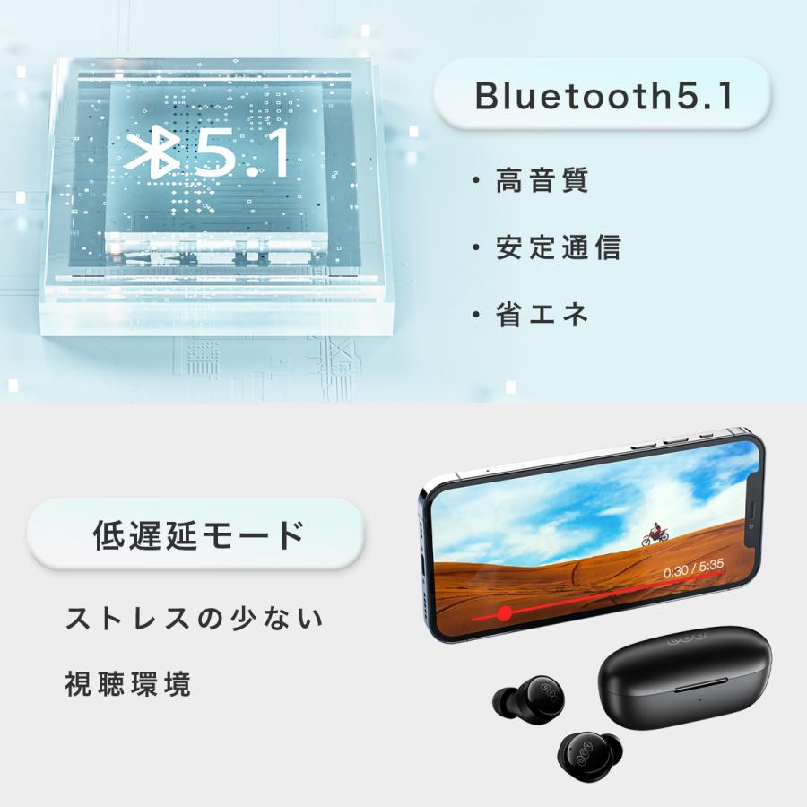 ワイヤレスイヤホン Bluetooth 5.1 iPhone 高音質 ヘッドセット ENC ノイズキャンセリング ブルートゥース イヤフォン 片耳 長時間再生 マイク 重低音 QCY T17｜qcy｜11