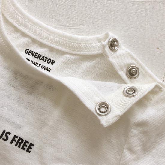 30％OFF　セール　ジェネレーター　子供服 　ベビー　generator Tシャツ（半袖）ホワイト（MY WORLD FREE）（80cm/90cm）日本製　日本製子供服｜qeskesmoppet｜04